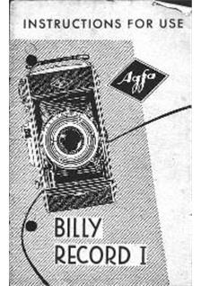 Agfa Billy Record 1 manual. Camera Instructions.